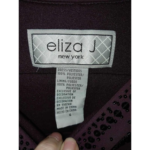 Gorgeous purple beaded dress by ELIZA J.  Size 6 - Picture 3 of 3